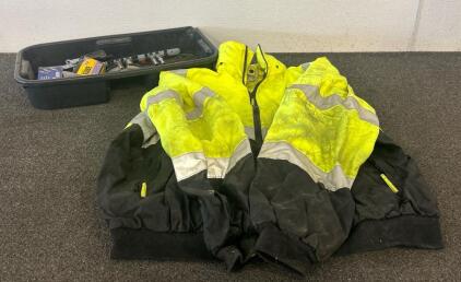 (1) High Visibility Work Jacket And Various Tools Including Sockets