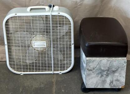 Lasko Box Fan & Rolling Footrest w/ Drawer