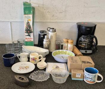Mr Coffee Pot, Can Opener, Glass Cups, Serving Dishes, Starbucks Mugs And More.