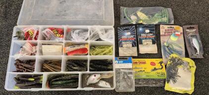 Fishing Bundle! Tackle Box, Lures, Soft Bait, Hooks, Weights