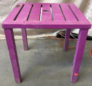 Purple Side Table H 1&rsquo; 6&rdquo; W 1&rsquo; 6&rdquo; L 1&rsquo; 6&rdquo;