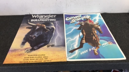 Wrangler Jeans Bullfighting Advertiser Poster, Calgary Exhibition & Stampede Advertiser Poster
