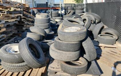 Automotive Tires Collection, Approx. 50 Mixed Sizes & Types, Used