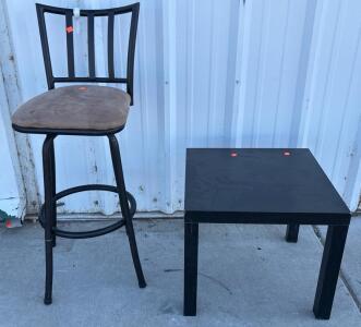 Bar Chair L 3&rsquo; 4&rdquo; W 1&rsquo; 2&rdquo; and Small End Table H 1&rsquo; 6&rdquo; W 1&rsquo; 8&rdquo;