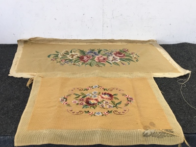 (2) Vintage Floral Panel Needlepoint Tapestry