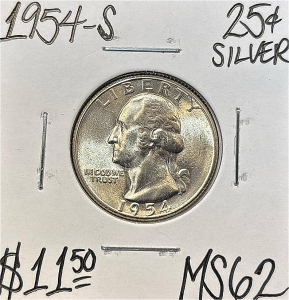 1954-S MS 62 SILVER WASHINGTON QUARTER