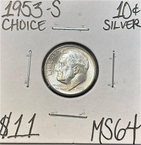 1953-S MS64 CHOICE SILVER ROOSEVELT DIME