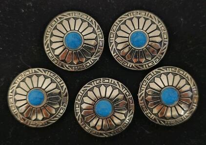 (5) Silver And Turquoise Conchos