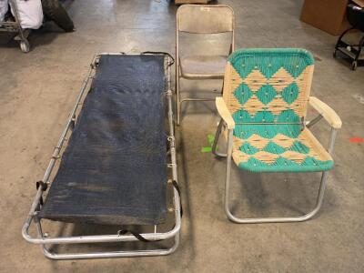 Foldable Camping Cot 6'X2', Decorative Folding Lawn Chair Folding Metal Chair