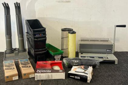 Boot Dryer, Tool Organizers, Filters, Comb Binding System & Office Supplies
