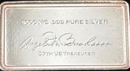 Angela M Buchanan 1000MG .999 Pure Silver 37th US Treasurers