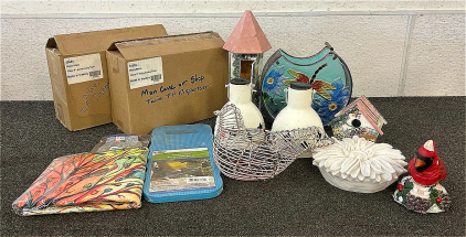 (2) Solar Powered Lights, (2) Paper Towel Dispensers, Plant Holders, And More