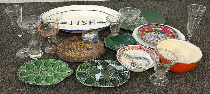 (1) Glass Platter, (2) Deviled Egg Holders, Margarita Glasses, And More