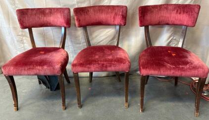 (3) Comfy Red Chairs H 2&rsquo; 8&rdquo; W 1&rsquo; 6&rdquo; L 1&rsquo; 6&rdquo;