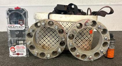 (2) Billet Aluminum Wheel Adapters, (1) Gun Boss Multi-Kit Double Duty Cleaning Kit, Racket Straps, And More