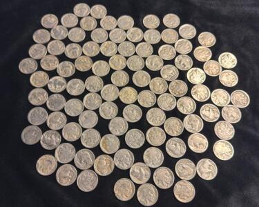 Large Lot Of Well Circulated Buffalo Nickels