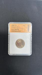 (1)2008-D SGS-MS70 Jefferson Nickel Return To Monticello