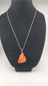 45.85ct Orange Sea Sediment Jasper .925 Necklace
