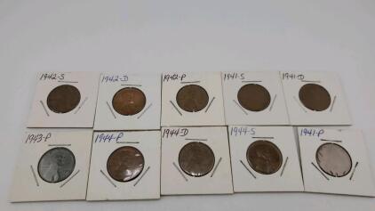 (10) WW2 1941-1944 Lincoln Head Cents