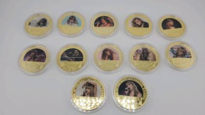 (12) Taylor Swift Gold Plated Collector Coins