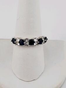 Blue and White Sapphire .925 Ring Size 9