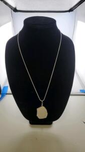 Gorgeous White Buffalo Turquoise FreeForm Slice .925 Necklaces