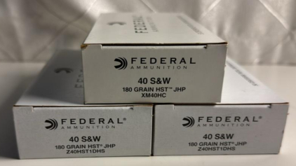 (3) Boxes Of 50 Rounds Of Federal Ammunition 40S&W 180GR JHP