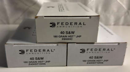 (3) Boxes Of 50 Rounds Of Federal Ammunition 40S&W 180GR JHP