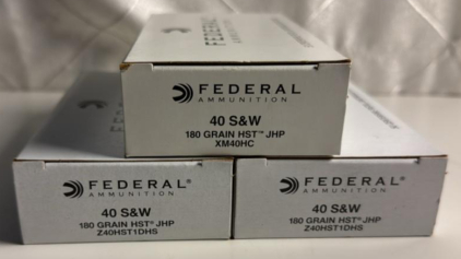 (3) Boxes Of 50 Rounds Of Federal Ammunition 40S&W 180GR JHP