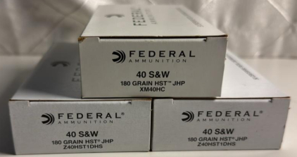 (3) Boxes Of 50 Rounds Of Federal Ammunition 40S&W 180GR JHP