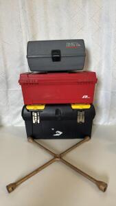 (3) Empty Plastic Tool Boxes (1) 4Way Lug Wrench