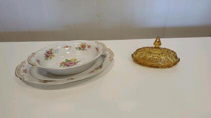 Vintage Fairfield Amber Glass Butter Dish With Lid, Vintage Tableware