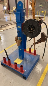 Air Hose Reel and Tool Holder on Metal Platform