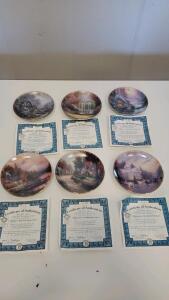 (6) Thomas Kinkade Simpler Times Plate With Certificate Of Authenticity