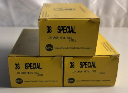 (2) Boxes Of 50 UMC .38 Spl 130gr Metal Case Rounds (1) Box Of 37 UMC .38 Spl 130gr Metal Case Rounds