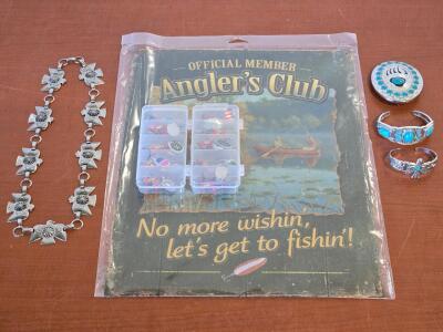 Fishing Lures , Fishing Metal Poster , Native American Jewelry/Belt Buckle