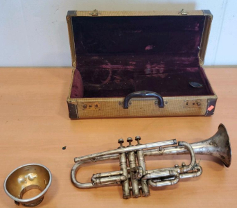 Antique Trumpet With Case