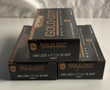 (3) Boxes Of 50 Rounds Of Gold&bull;Dot 9mm Luger 124GR GDHP