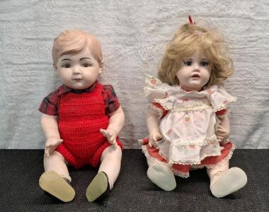 (2) 18" Porcelain Dolls