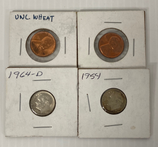 1956-‘57 Wheat Pennies and 1954-’64 Dimes