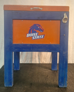 (1) Boise State University Side Table / Cooler Combo, 27"L x 17"W x 34"T