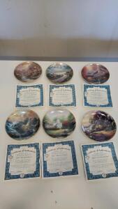 (6) Thomas Kinkade Simpler Times Plate With Certificate Of Authenticity