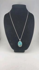Natural Turquoise Oval .925 Necklace