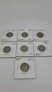(7) Buffalo Head Nickels 1923- 1937