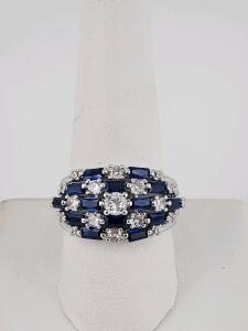Size 10 Blue and White Shapphire Ring