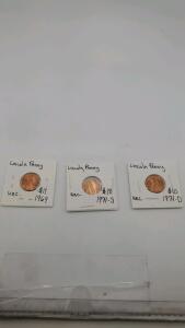(1)Uncirculated 1971-D Lincoln Penny (1) Uncirculated 1971-S Lincoln Penny (1) Uncirculated 1969 Lincoln Penny
