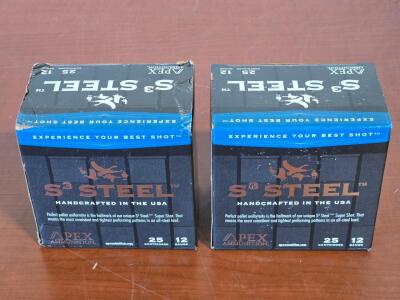 (2) Full Boxes of [25] Apex S&sup3; Steel 12 Gauge Shotgun Cartridges