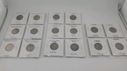 (4) 1899-1912 V Nickels (6) 1941-1959 Old Jefferson Nickels And (6) 1964-D - 1981 Brilliant Uncirculated Jefferson Nickel