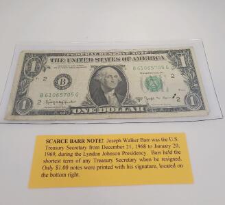 Scarce Barr Note Dollar Bill