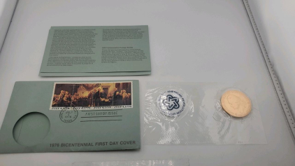 1776 American Revolution Bicentennial Commemorative Medal featuring Thomas Jefferson and the First Continental Congress.